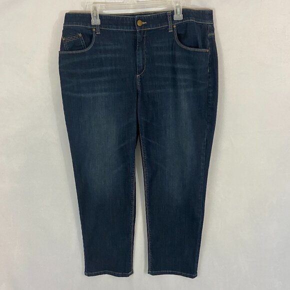 Chico's Denim - Chicos Platinum Jeans Women's Size 38 (38 x 27) Dark Wash Straight Leg